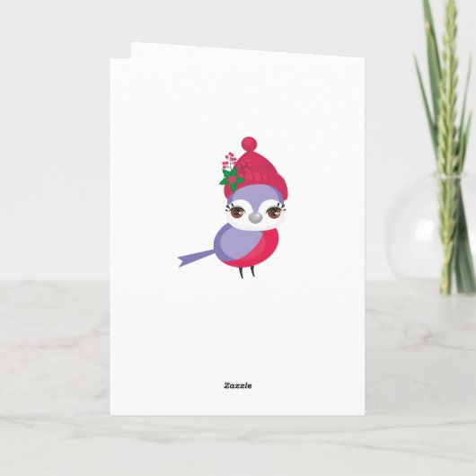 雪の中で可愛い森林動物がクリスマスに楽しむ シーズンカード (裏面)