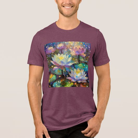 雪の中で咲く上品な蓮の花 トライブレンドTシャツ (正面)