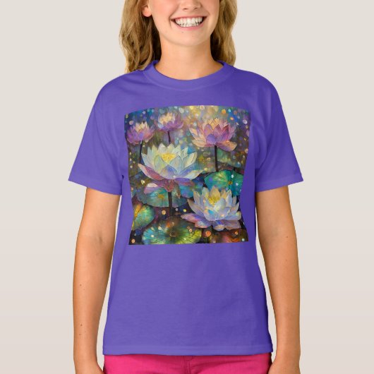 雪の中で咲く上品な蓮の花 Tシャツ (正面)