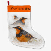 雪の中で変化したつぐみ ラージクリスマスストッキング (正面)