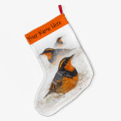 雪の中で変化したつぐみ ラージクリスマスストッキング (裏面 (吊り時))