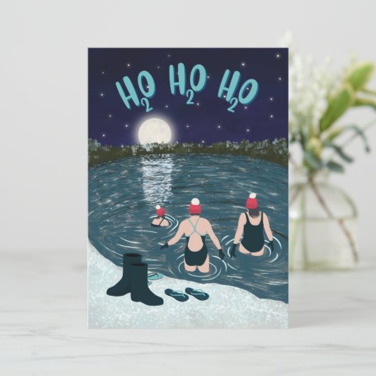 雪の中で夜に泳ぐクリスマスの開放水 シーズンカード (スタンド正面)