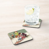 雪の中で子どもそりヴィンテージクリスマス コースター (右側)