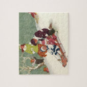 雪の中で子どもそりヴィンテージクリスマス ジグソーパズル (縦)