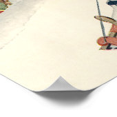 雪の中で子どもそりヴィンテージクリスマス ポスター (角)