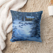 "雪の中で居心地の良いキャビン"枕 クッション (ブランケット)