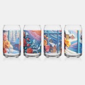 雪の中で幸せな子どもの花と家 ガラス缶 (左)