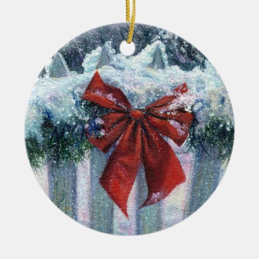 「雪の中で弓」オーナメント セラミックオーナメント (正面)