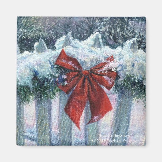 「雪の中で弓」磁石 マグネット (正面)