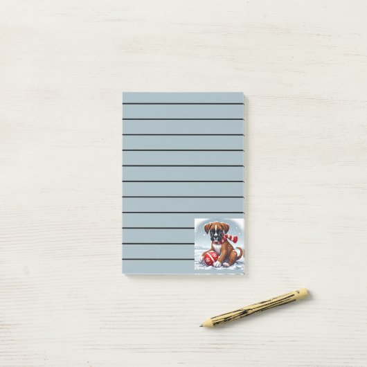 雪の中で愛らしいボクサーの子犬 ポストイット (デスク上)