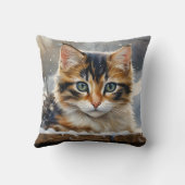 雪の中で愛らしい三毛猫 クッション (裏面)