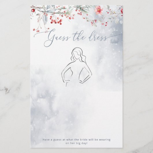 雪の中で愛を推測ドレスブライダルシャワーゲーム (正面)
