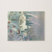 雪の中で教会に行く人々のヴィンテージクリスマス ジグソーパズル (横)