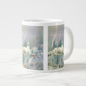 雪の中で教会に行く人々のヴィンテージクリスマス ジャンボコーヒーマグカップ (正面右)