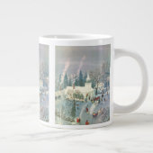 雪の中で教会に行く人々のヴィンテージクリスマス ジャンボコーヒーマグカップ (右)