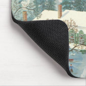 雪の中で教会に行く人々のヴィンテージクリスマス マウスパッド (コーナー)