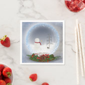雪の中で星を持つクリスマス雪だるま スタンダードカクテルナプキン (インサイチュ)