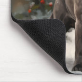 雪の中で杖のコルソ犬 マウスパッド (コーナー)