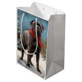 雪の中で杖のコルソ犬 ミディアムペーパーバッグ (裏面アングル)