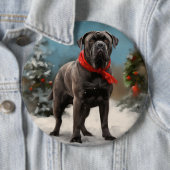 雪の中で杖のコルソ犬 缶バッジ (インサイチュ)