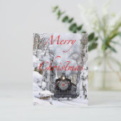 雪の中で楽しいクリスマスにトレーニング シーズンポストカード (スタンド正面)