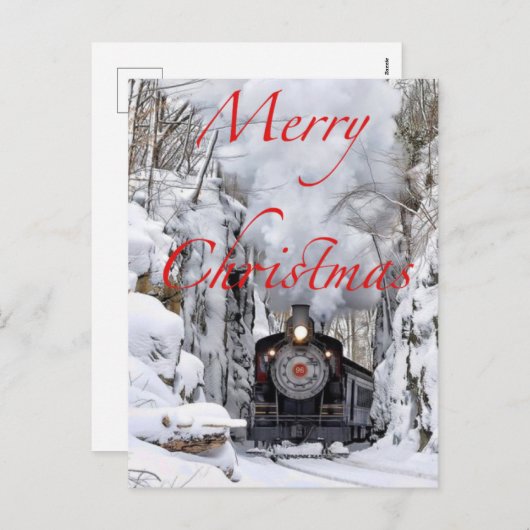 雪の中で楽しいクリスマスにトレーニング シーズンポストカード (正面/裏面)