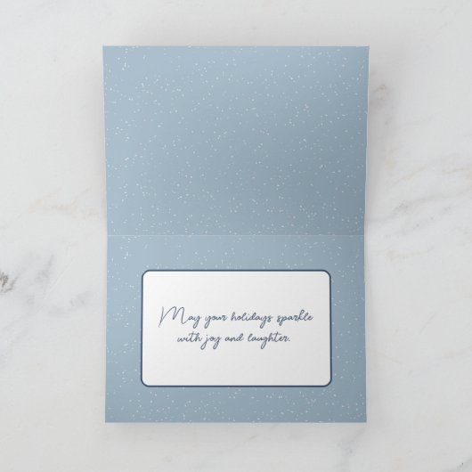 雪の中で水色のクリスマスの子鹿 シーズンカード (内部)