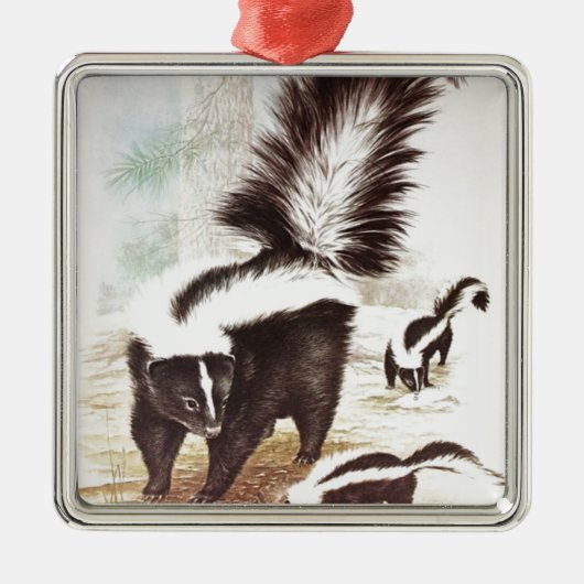 雪の中で滑る メタルオーナメント (正面)