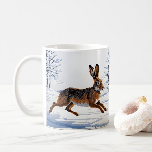 雪の中で無限のウサギの自由 コーヒーマグカップ (ドーナツ)