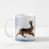 雪の中で無限のウサギの自由 コーヒーマグカップ (左)
