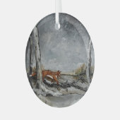 雪の中で狡猾に ガラスオーナメント (正面左)