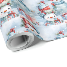 雪の中で独自のプレゼントを作成する ラッピングペーパー