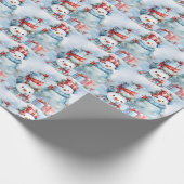 雪の中で独自のプレゼントを作成する ラッピングペーパー (角)