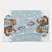 雪の中で猫のポートレート キッチンタオル (横)