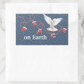 雪の中で白い平和が訪れる 長方形シール (バッグ)