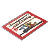 雪の中で立ち上がるスキー夫妻のポスター ノートブック (左側)