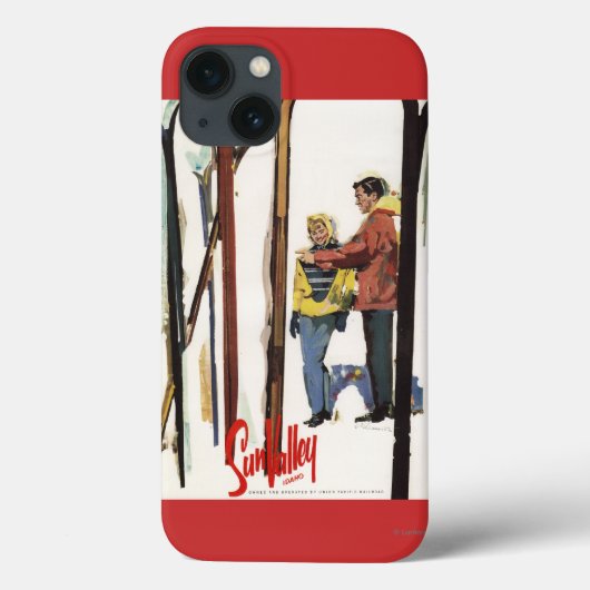 雪の中で立ち上がるスキー夫妻のポスター Case-Mate iPhoneケース (裏面)