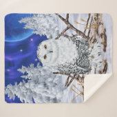 雪の中で美しい雪ふくろうプリント シェルパブランケット (正面(横))