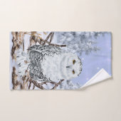雪の中で美しい雪ふくろうプリント バスタオルセット (ハンドタオル)