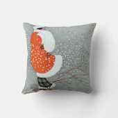 雪の中で赤いコートを着たヴィンテージのクリスマスレディ クッション (裏面)