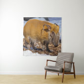 雪の中で赤い川の豚 タペストリー (インサイチュ)