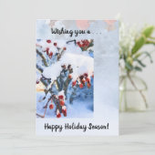 雪の中で赤カニのリンゴの果実～フォトホリデーカード 招待状 (スタンド正面)