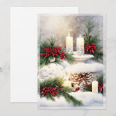 雪の中で輝くクリスマスキャンドル　予算内 シーズンカード (正面/裏面)