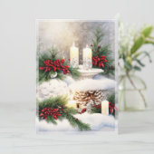 雪の中で輝くクリスマスキャンドル　予算内 シーズンカード (スタンド正面)