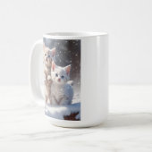 雪の中で青い目遊をした子猫たち コーヒーマグカップ (正面左)
