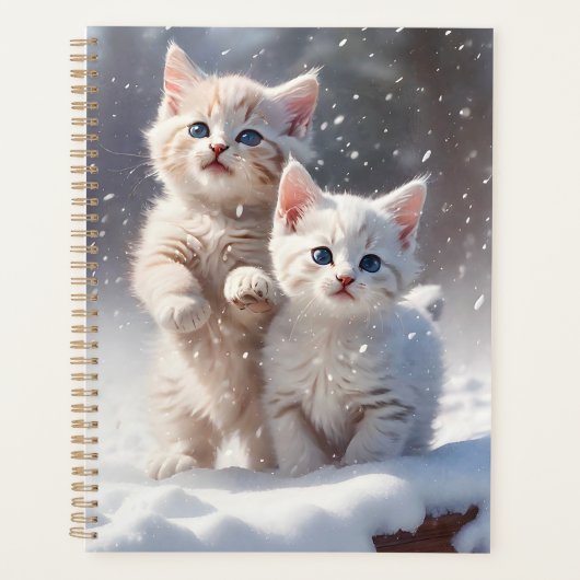 雪の中で青い目遊をした子猫たち プランナー手帳 (正面)