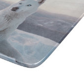 雪の中で魅惑的な白いハスキー犬 カッティングボード (角)