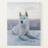 雪の中で魅惑的な白犬 プランナー手帳 (裏面)