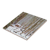 雪の中で鹿、脚をなめる タイル (側面)