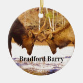 雪の中で2～2ブルエルク セラミックオーナメント (正面)